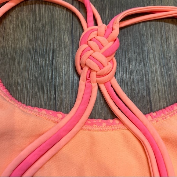 NWT Angel Beach Pink Crop Top Bathing Suit Top Juniors Size 16 - Picture 7 of 10